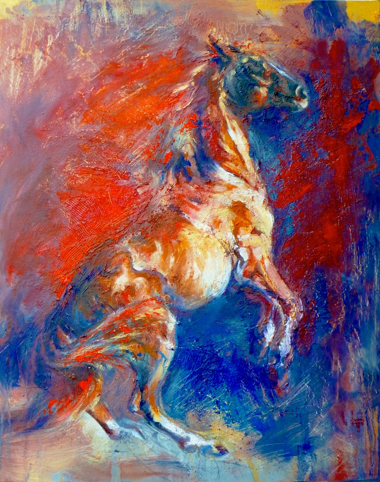 EQUINE artwork horse art equestrian animal art oil painting WIld Joanna Zeller Quentin Moose Pants Studio 2014